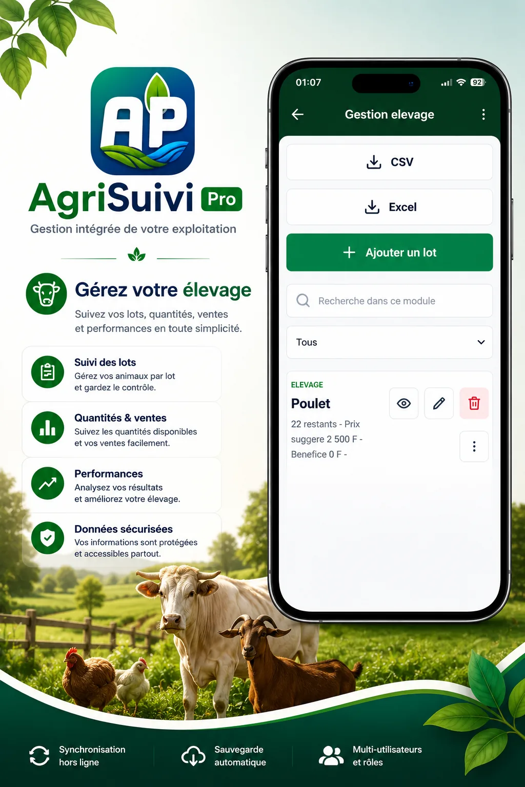 Capture AgriSuivi Pro - élevage